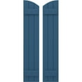 thumbnail image 1 of Ekena Millwork 10 1/2"W x 34"H Americraft Three Board (2 Batten) Exterior Real Wood Joined Board-n-Batten Shutters w/ Elliptical Top (Per Pair), Sojourn Blue, 1 of 10