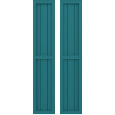 Ekena Millwork 10 1/2"W x 40"H Americraft Three Board Exterior Real Wood Two Equal Panel Framed Board-n-Batten Shutters (Per Pair), Antigua