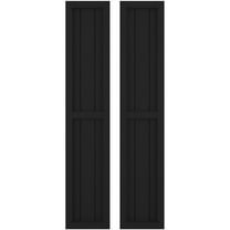 Ekena Millwork 10 1/2"W x 40"H Americraft Three Board Exterior Real Wood Two Equal Panel Framed Board-n-Batten Shutters (Per Pair), Black