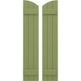 thumbnail image 1 of Ekena Millwork 10 1/2"W x 42"H Americraft Three Board (2 Batten) Exterior Real Wood Joined Board-n-Batten Shutters w/ Elliptical Top (Per Pair), Moss Green, 1 of 10