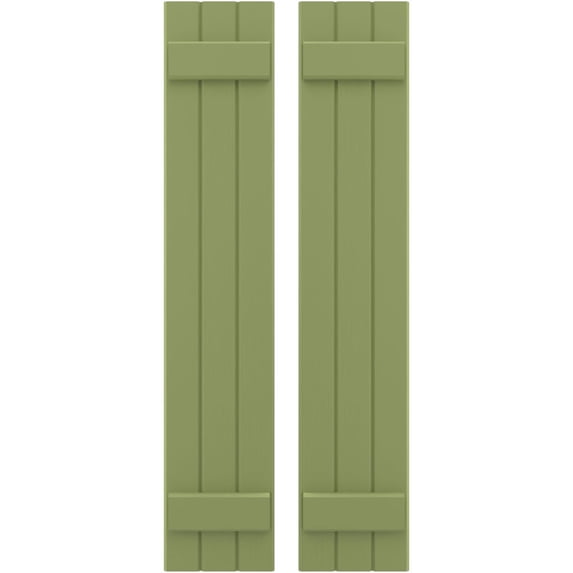 Ekena Millwork 10 1/2"W x 43"H Americraft Three Board (2 Batten) Exterior Real Wood Joined Board-n-Batten Shutters (Per Pair), Moss Green