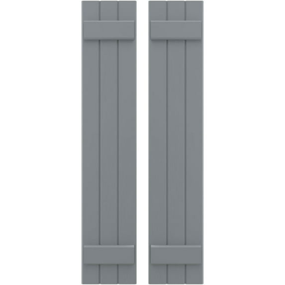 Ekena Millwork 10 1/2"W x 44"H Americraft Three Board (2 Batten) Exterior Real Wood Joined Board-n-Batten Shutters (Per Pair), Ocean Swell