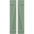 thumbnail image 1 of Ekena Millwork 10 1/2"W x 44"H Americraft Three Board (2 Batten) Exterior Real Wood Joined Board-n-Batten Shutters w/ Z-Bar (Per Pair), Track Green, 1 of 10