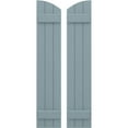 thumbnail image 1 of Ekena Millwork 10 1/2"W x 46"H Americraft Three Board (2 Batten) Exterior Real Wood Joined Board-n-Batten Shutters w/ Elliptical Top (Per Pair), Peaceful Blue, 1 of 10