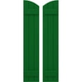 thumbnail image 1 of Ekena Millwork 10 1/2"W x 47"H Americraft Three Board (2 Batten) Exterior Real Wood Joined Board-n-Batten Shutters w/ Elliptical Top (Per Pair), Viridian Green, 1 of 10