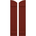 thumbnail image 1 of Ekena Millwork 10 1/2"W x 50"H Americraft Three Board (2 Batten) Exterior Real Wood Joined Board-n-Batten Shutters w/ Elliptical Top (Per Pair), Pepper Red, 1 of 10
