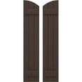 thumbnail image 1 of Ekena Millwork 10 1/2"W x 50"H Americraft Three Board (2 Batten) Exterior Real Wood Joined Board-n-Batten Shutters w/ Elliptical Top (Per Pair), Raisin Brown, 1 of 10