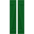 thumbnail image 1 of Ekena Millwork 10 1/2"W x 52"H Americraft Three Board (2 Batten) Exterior Real Wood Joined Board-n-Batten Shutters w/ Z-Bar (Per Pair), Viridian Green, 1 of 10