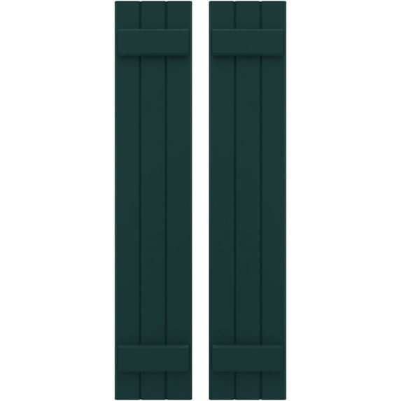 Ekena Millwork 10 1/2"W x 55"H Americraft Three Board (2 Batten) Exterior Real Wood Joined Board-n-Batten Shutters (Per Pair), Thermal Green