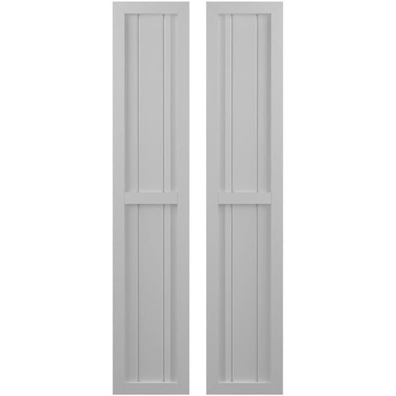 Ekena Millwork 10 1/2"W x 55"H Americraft Three Board Exterior Real Wood Two Equal Panel Framed Board-n-Batten Shutters (Per Pair), Primed