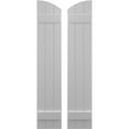 thumbnail image 1 of Ekena Millwork 10 1/2"W x 56"H Americraft Three Board (2 Batten) Exterior Real Wood Joined Board-n-Batten Shutters w/ Elliptical Top (Per Pair), Primed, 1 of 10