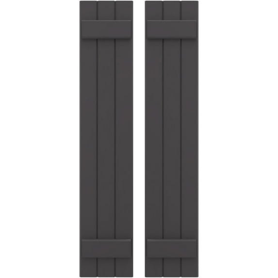 Ekena Millwork 10 1/2"W x 57"H Americraft Three Board (2 Batten) Exterior Real Wood Joined Board-n-Batten Shutters (Per Pair), Shadow Mountain