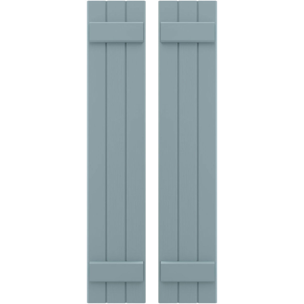 Ekena Millwork 10 1/2"W x 58"H Americraft Three Board (2 Batten) Exterior Real Wood Joined Board-n-Batten Shutters (Per Pair), Peaceful Blue