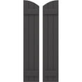 thumbnail image 1 of Ekena Millwork 10 1/2"W x 64"H Americraft Three Board (2 Batten) Exterior Real Wood Joined Board-n-Batten Shutters w/ Elliptical Top (Per Pair), Shadow Mountain, 1 of 10