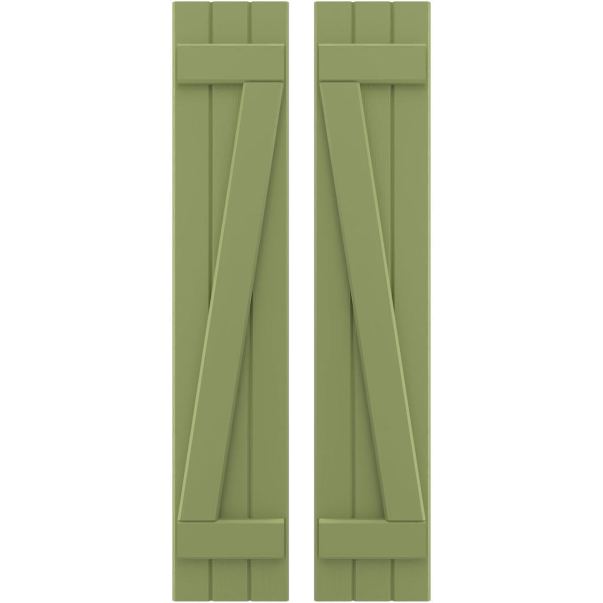 Ekena Millwork 10 1/2"W x 64"H Americraft Three Board (2 Batten) Exterior Real Wood Joined Board-n-Batten Shutters w/ Z-Bar (Per Pair), Moss Green