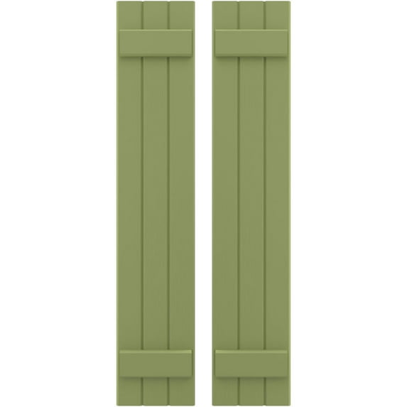 Ekena Millwork 10 1/2"W x 65"H Americraft Three Board (2 Batten) Exterior Real Wood Joined Board-n-Batten Shutters (Per Pair), Moss Green