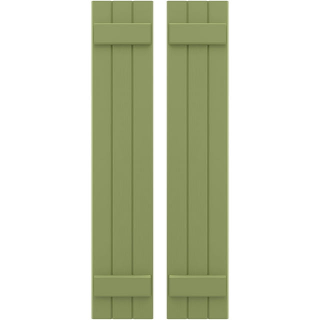Ekena Millwork 10 1/2"W x 67"H Americraft Three Board (2 Batten) Exterior Real Wood Joined Board-n-Batten Shutters (Per Pair), Moss Green