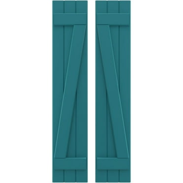 Ekena Millwork 10 1/2"W x 67"H Americraft Three Board (2 Batten) Exterior Real Wood Joined Board-n-Batten Shutters w/ Z-Bar (Per Pair), Antigua
