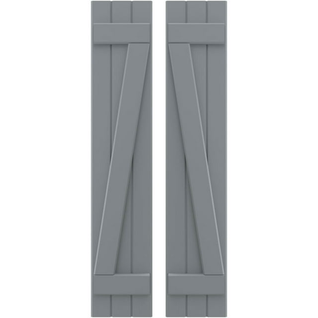 Ekena Millwork 10 1/2"W x 67"H Americraft Three Board (2 Batten) Exterior Real Wood Joined Board-n-Batten Shutters w/ Z-Bar (Per Pair), Ocean Swell