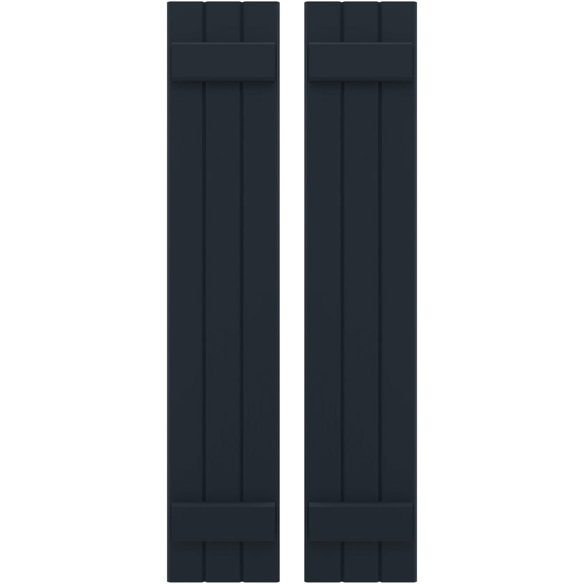 Ekena Millwork 10 1/2"W x 68"H Americraft Three Board (2 Batten) Exterior Real Wood Joined Board-n-Batten Shutters (Per Pair), Starless Night Blue