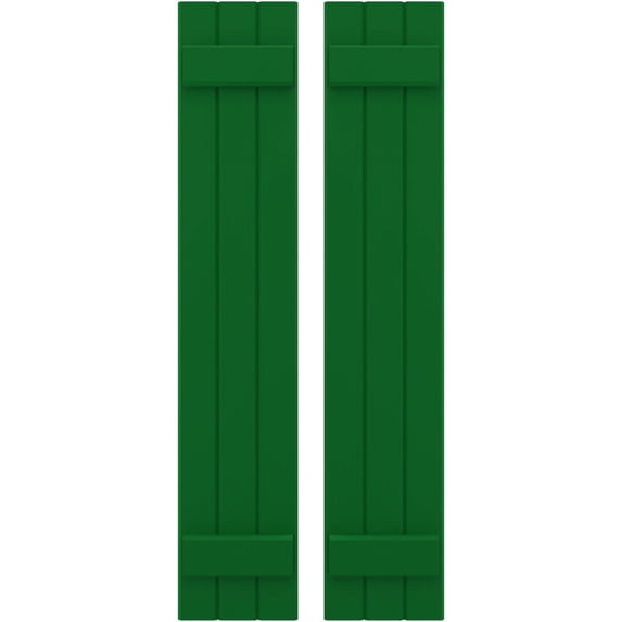 Ekena Millwork 10 1/2"W x 72"H Americraft Three Board (2 Batten) Exterior Real Wood Joined Board-n-Batten Shutters (Per Pair), Viridian Green