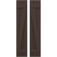 thumbnail image 1 of Ekena Millwork 10 1/2"W x 72"H Americraft Three Board (2 Batten) Exterior Real Wood Joined Board-n-Batten Shutters w/ Z-Bar (Per Pair), Raisin Brown, 1 of 10