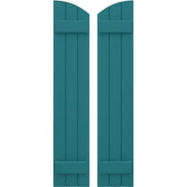 Ekena Millwork 10 1/2"W x 76"H Americraft Three Board (2 Batten) Exterior Real Wood Joined Board-n-Batten Shutters w/ Elliptical Top (Per Pair), Antigua