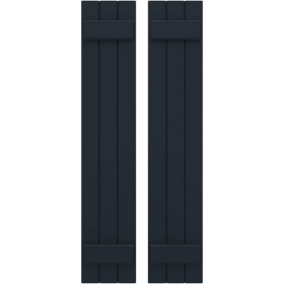 Ekena Millwork 10 1/2"W x 77"H Americraft Three Board (2 Batten) Exterior Real Wood Joined Board-n-Batten Shutters (Per Pair), Starless Night Blue