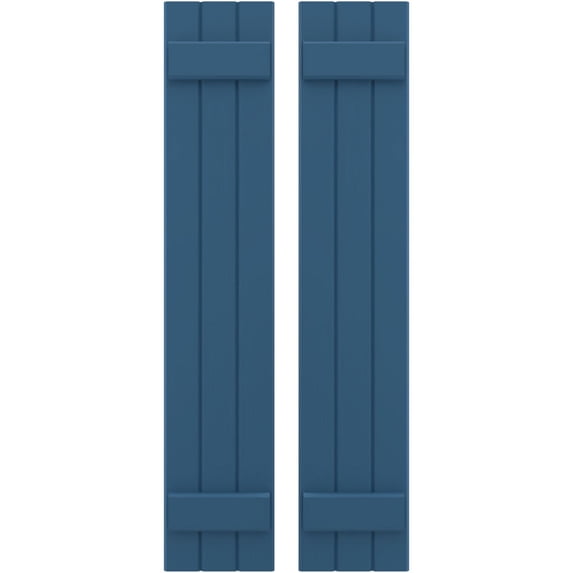Ekena Millwork 10 1/2"W x 78"H Americraft Three Board (2 Batten) Exterior Real Wood Joined Board-n-Batten Shutters (Per Pair), Sojourn Blue