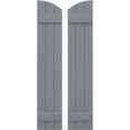 thumbnail image 1 of Ekena Millwork 10 1/2"W x 79"H Americraft Three Board (2 Batten) Exterior Real Wood Joined Board-n-Batten Shutters w/ Elliptical Top (Per Pair), Ocean Swell, 1 of 10