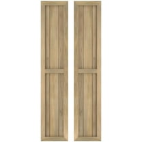 Ekena Millwork 10 1/2"W x 79"H Americraft Three Board Exterior Real Wood Two Equal Panel Framed Board-n-Batten Shutters (Per Pair), Unfinished