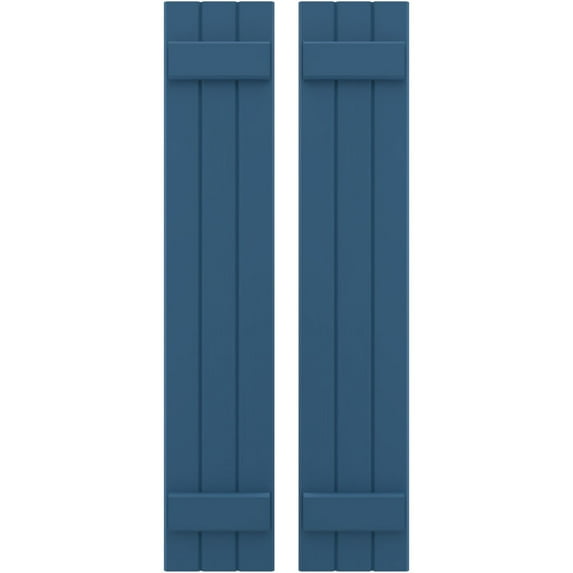 Ekena Millwork 10 1/2"W x 80"H Americraft Three Board (2 Batten) Exterior Real Wood Joined Board-n-Batten Shutters (Per Pair), Sojourn Blue