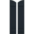 thumbnail image 1 of Ekena Millwork 10 1/2"W x 82"H Americraft Three Board (2 Batten) Exterior Real Wood Joined Board-n-Batten Shutters w/ Elliptical Top (Per Pair), Starless Night Blue, 1 of 10