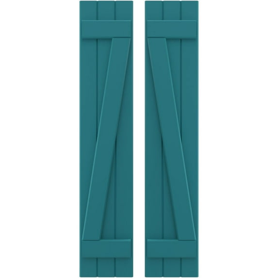 Ekena Millwork 10 1/2"W x 84"H Americraft Three Board (2 Batten) Exterior Real Wood Joined Board-n-Batten Shutters w/ Z-Bar (Per Pair), Antigua