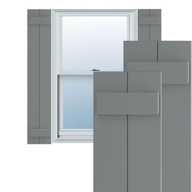 Ekena Millwork 10 3/4"W x 48"H True Fit PVC Two Board Joined Board-n-Batten Shutters, Ocean Swell (Per Pair - Hardware Not Included)