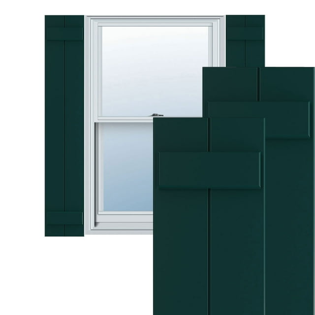 Ekena Millwork 10 3/4"W x 58"H True Fit PVC Two Board Joined Board-n-Batten Shutters, Thermal Green (Per Pair - Hardware Not Included)