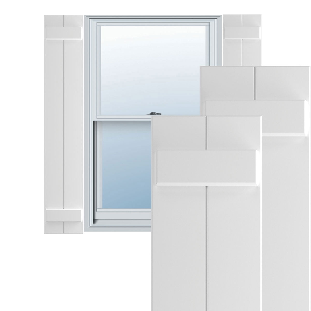 Ekena Millwork 10 3/4"W x 66"H True Fit PVC Two Board Joined Board-n-Batten Shutters, Unfinished (Per Pair - Hardware Not Included)
