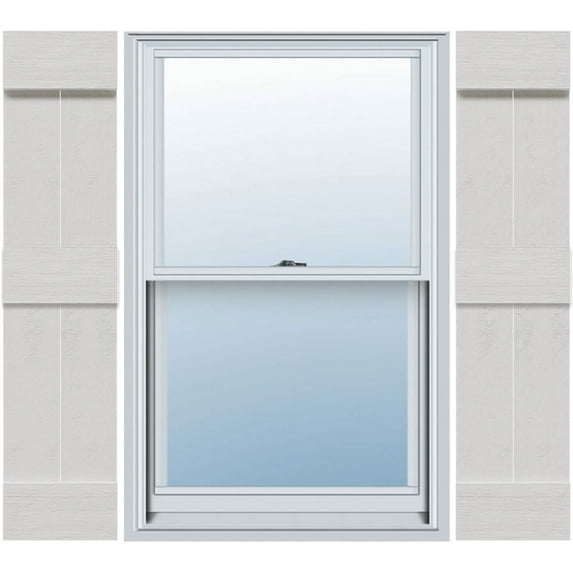 Ekena Millwork 10 3/4"W x 68"H Timberthane Faux Rustic Two Board Joined Board-n-Batten Faux Wood Shutters w/End Batten, Rough Cedar (Per Pair)