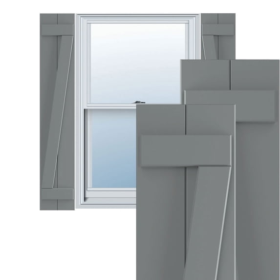 Ekena Millwork 10 3/4"W x 76"H True Fit PVC Two Board Joined Board-n-Batten Shutters w/Z-Bar, Ocean Swell (Per Pair - Hardware Not Included)