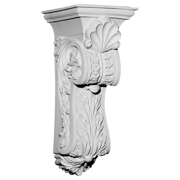 Ekena Millwork 10 3/8"W x 11 5/8"D x 25 1/2"H Scroll Leaf Corbel