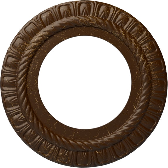 Ekena Millwork 10 5/8"OD x 5 3/4"ID x 1/2"P Claremont Ceiling Medallion (Fits Canopies up to 7"), Hand-Painted Root Beer Crackle
