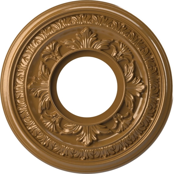 Ekena Millwork 10"OD x 3 1/2"ID x 3/4"P Baltimore Thermoformed PVC Ceiling Medallion (Fits Canopies up to 4 1/4"), Universal Aged Metallic Vintage Gold