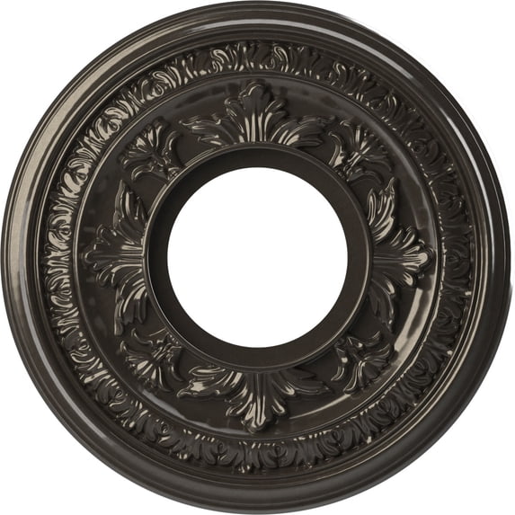 Ekena Millwork 10"OD x 3 1/2"ID x 3/4"P Baltimore Thermoformed PVC Ceiling Medallion (Fits Canopies up to 4 1/4"), Metallic Charcoal
