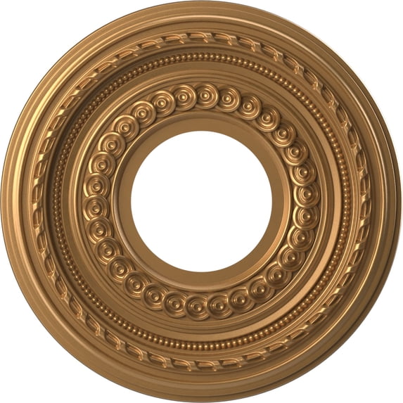 Ekena Millwork 10"OD x 3 1/2"ID x 3/4"P Cole Thermoformed PVC Ceiling Medallion (Fits Canopies up to 4 1/4"), Bright Coat Gold