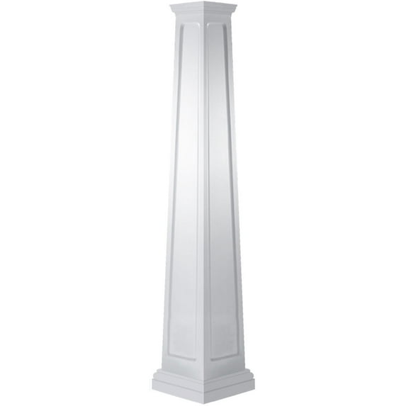 Ekena Millwork 10"W x 06'H Craftsman Classic Square Tapered, Recessed Panel Column, Tuscan Capital & Tuscan Base