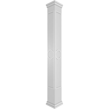 Ekena Millwork 10"W x 10'H Craftsman Classic Square Non-Tapered Arts & Crafts Fretwork Column w/ Prairie Capital & Prairie Base