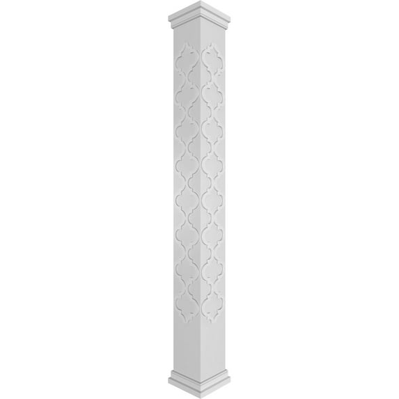 Ekena Millwork 10"W x 10'H Craftsman Classic Square Non-Tapered Large Marrakesh Fretwork Column w/ Prairie Capital & Prairie Base