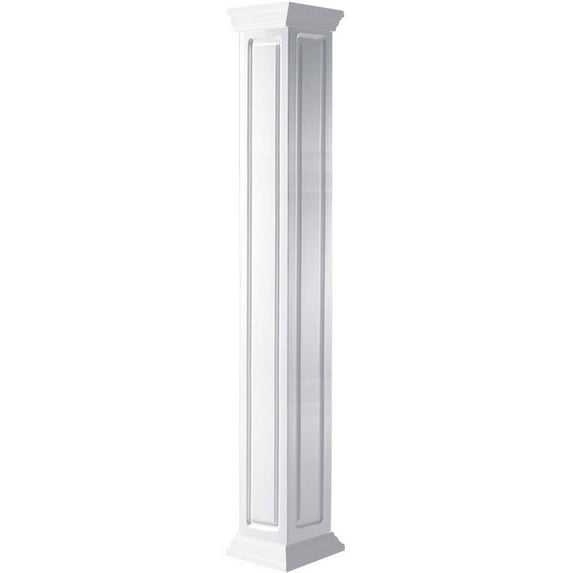 Ekena Millwork 10"W x 12'H Craftsman Classic Square Non-Tapered, Raised Panel Column, Crown Capital & Crown Base