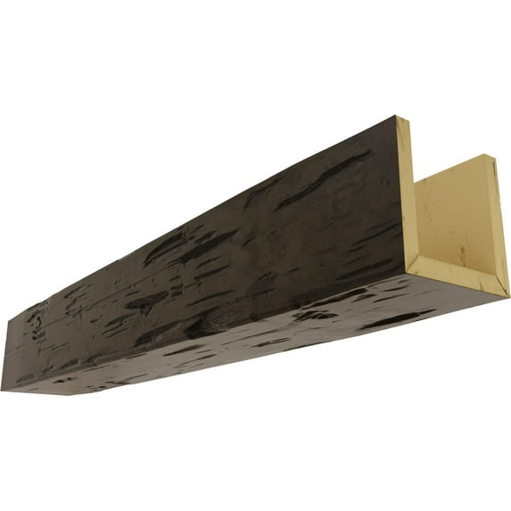 Ekena Millwork 10"W x 12"H x 24'L 3-Sided (U-beam) Pecky Cypress Endurathane Faux Wood Ceiling Beam, Premium Walnut