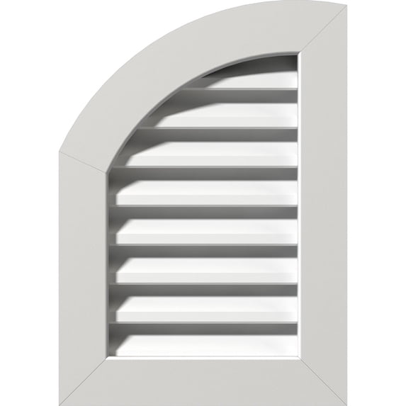 Ekena Millwork 10"W x 16"H Quarter Round Top Left (15"W x 21"H Frame Size) Functional, PVC Gable Vent with 1" x 4" Flat Trim Frame